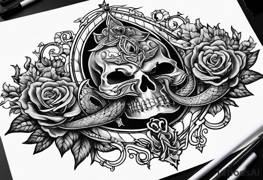 Trident with a serpent around it tattoo idea