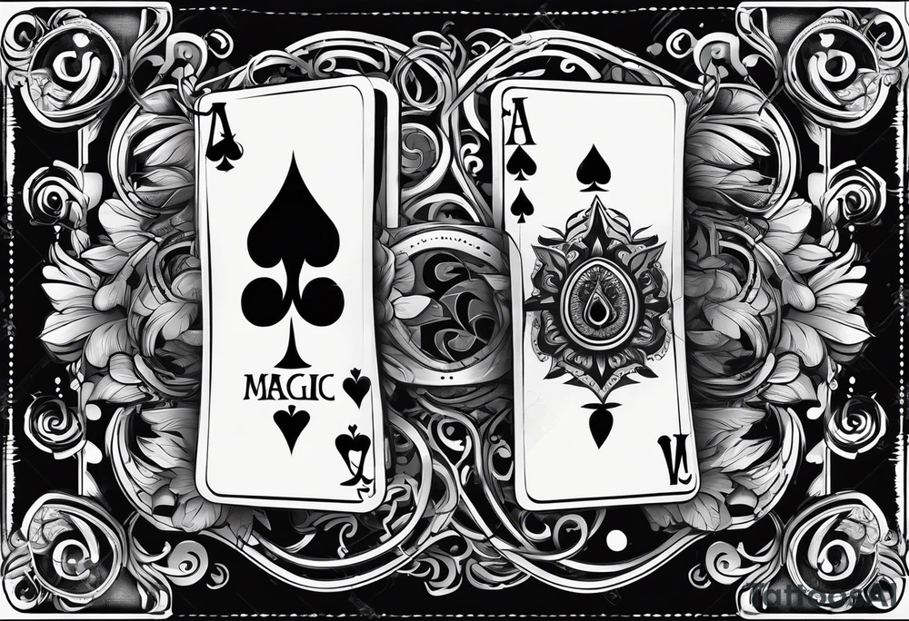 deck of card sprung in the air, you see the word magic as they fall from hand to hand tattoo idea deck of card sprung in the air, you see the word magic as they fall from hand to hand tattoo idea