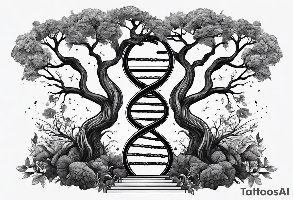 DNA helix made from a tree tattoo idea
