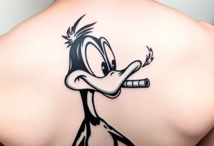 Older Daffy duck smoking a cigar tattoo idea