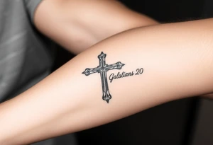 Christian Cross with Galatians 2:20 tattoo idea