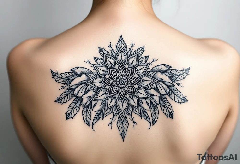 spiritual feathers ornamental mandala shaman tattoo idea