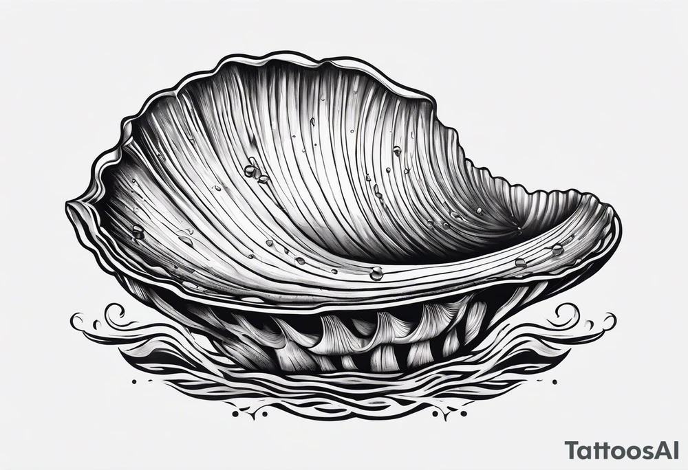 clam clam shell open with an Oster pearl inside underwater looking gorgeous tattoo idea