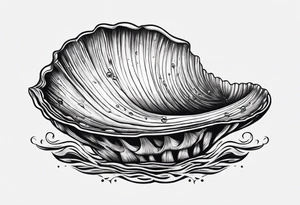 clam clam shell open with an Oster pearl inside underwater looking gorgeous tattoo idea