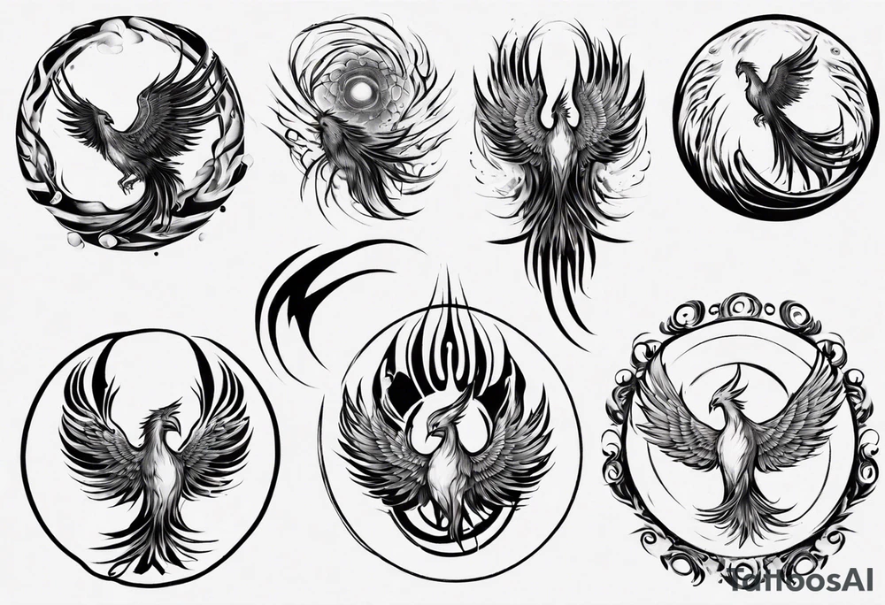 Phoenix rising in circles tattoo idea