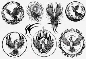 Phoenix rising in circles tattoo idea