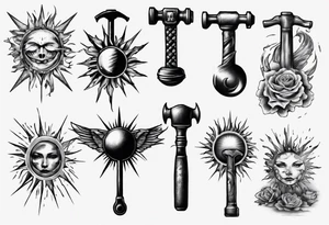 Sun hug a hammer tattoo idea