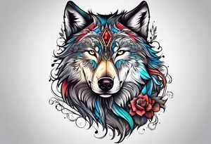 Wolf with beard tattoo idea