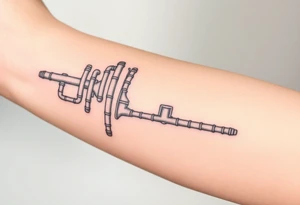 wide vertical System of thin pipes that transitions and transforms outwards of sides and end into thick, widespread 
veins of forearm tattoo idea