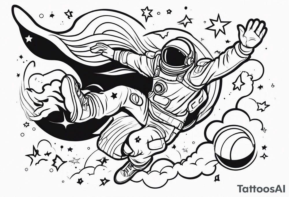 Man falling from space to earth tattoo idea