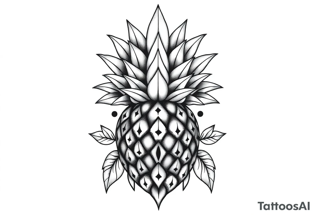 Bushy crown pineapple vagina, design to go over vagina , erotic vagina area design, anus to be at the bottom tattoo idea
