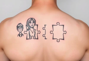 Individual Puzzle pieces of a blended family of Emily Ray Garrison Ayden Abby Gray tattoo idea