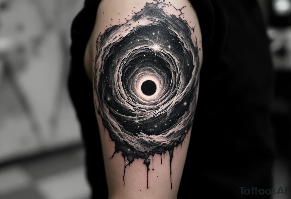 A parralel universe centered by a black hole tattoo idea