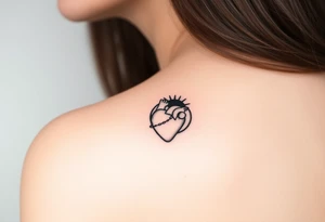 human heart chained within circle sun with a moon inside tattoo idea