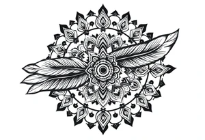 spiritual feather indian mandala shaman rune tattoo idea