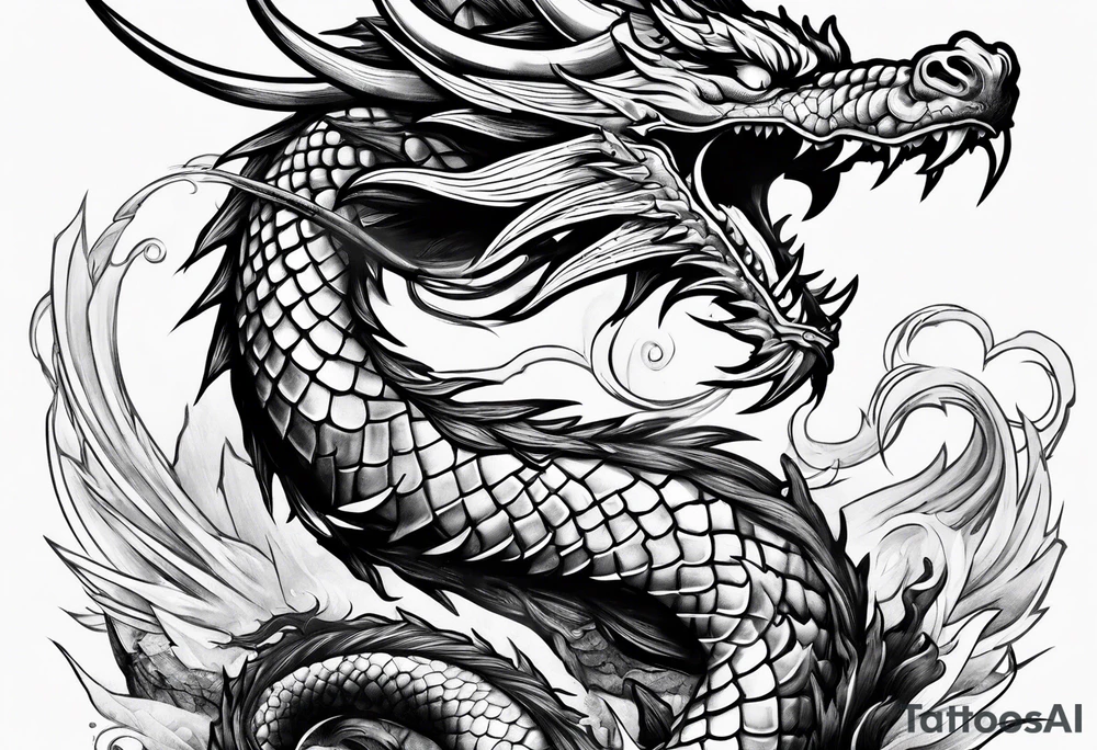 dragon around a katana sword tattoo idea
