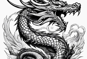dragon around a katana sword tattoo idea