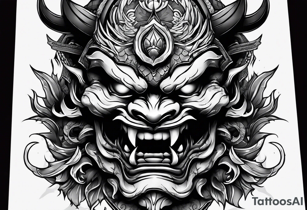 Undead oni mask tattoo idea