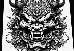 Undead oni mask tattoo idea