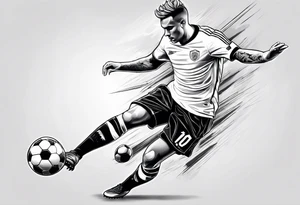 Soccer guy shooting ball tattoo idea