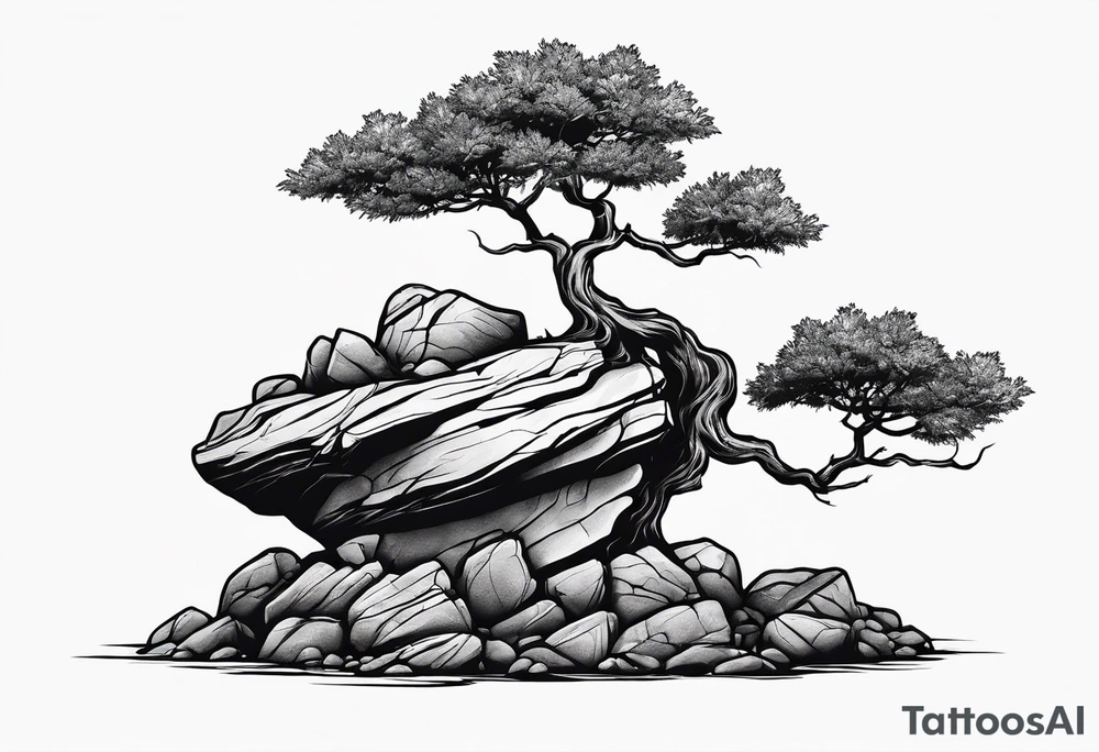 A tree or plant sprouting from a broken rock. tattoo idea