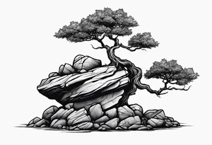 A tree or plant sprouting from a broken rock. tattoo idea