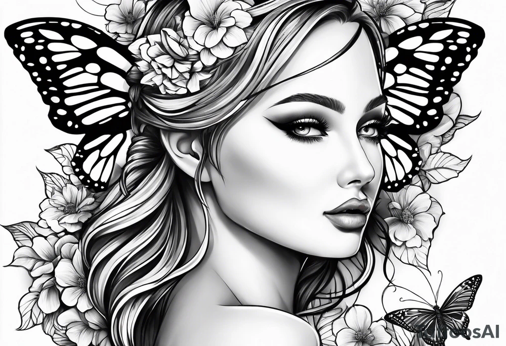 Butterfly with one Angel wing tattoo idea