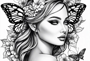 Butterfly with one Angel wing tattoo idea