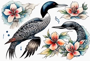 watercolor of an ancient loon tattoo idea