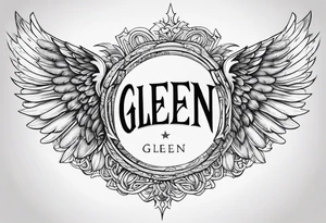 Angel Wings with the word Glenn in the middle tattoo idea