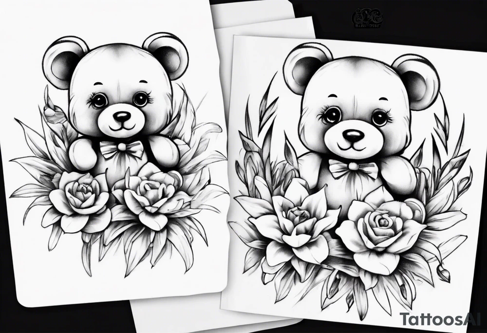 Lily teddy bear tattoo idea