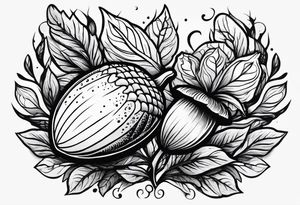 Flying acorn tattoo idea