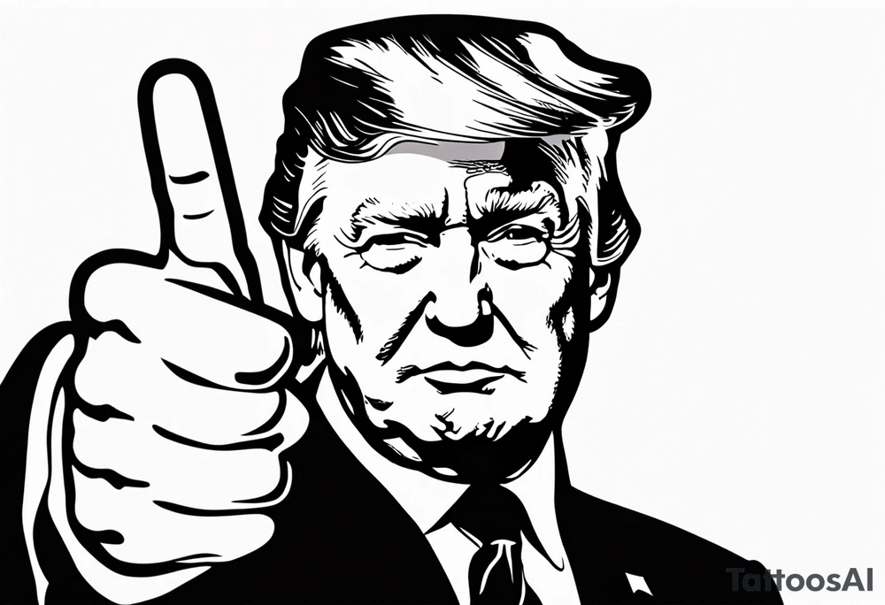 President Trump is pointing the middle finger. And it's very small. tattoo idea