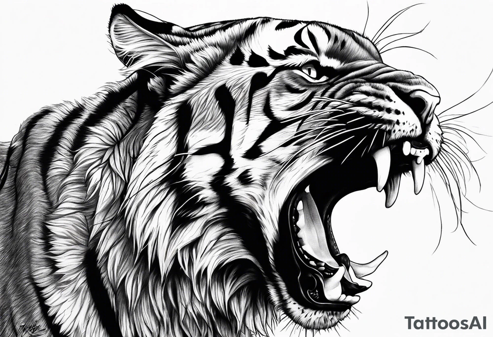 big cat growling tattoo idea