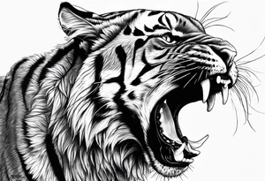 big cat growling tattoo idea