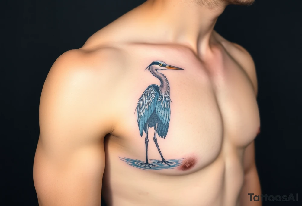 Great blue heron standing in the water tattoo idea