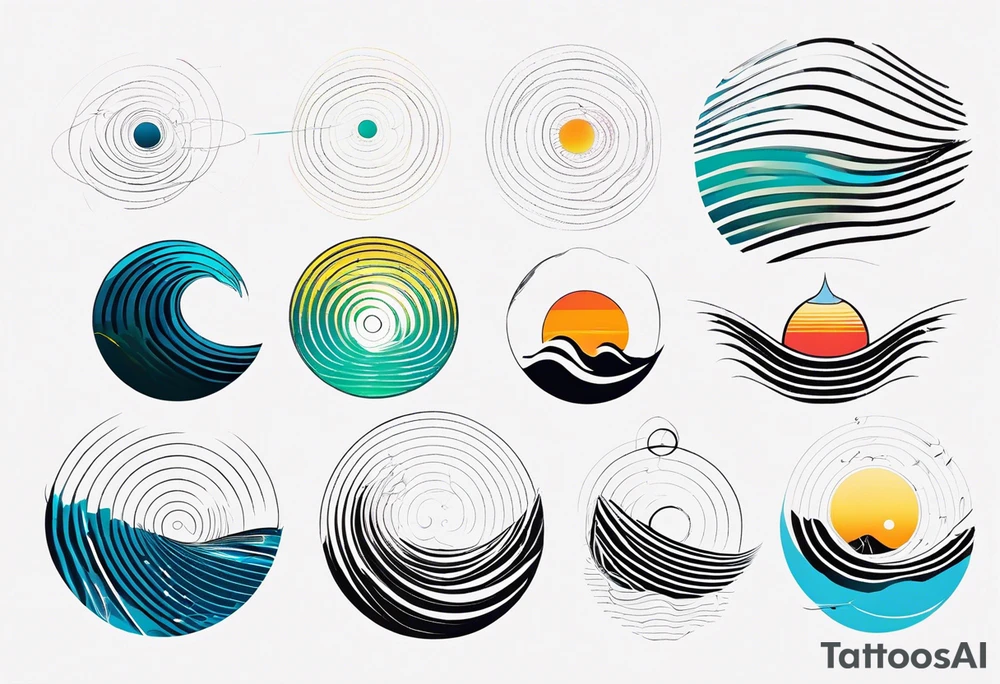 wave traversing a hole, diffraction phenomena, physics tattoo idea wave traversing a hole, diffraction phenomena, physics tattoo idea