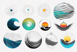 wave traversing a hole, diffraction phenomena, physics tattoo idea