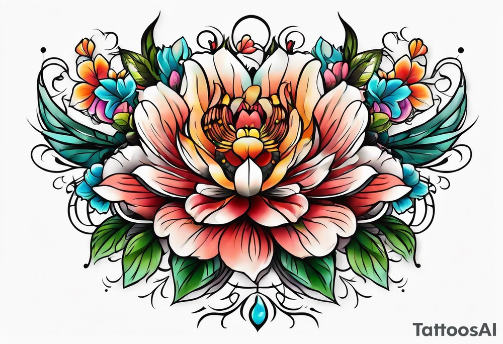 Flower chest piece tattoo idea