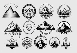weights, cycle, mountain tattoo idea