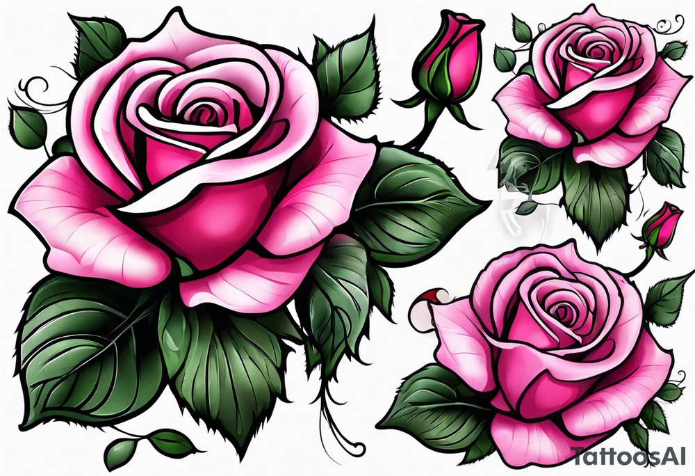 Pink rose tattoo idea