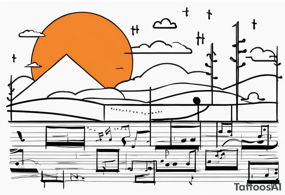 Summer, orange, 2010's, music really some small tato with line design black and white tattoo idea