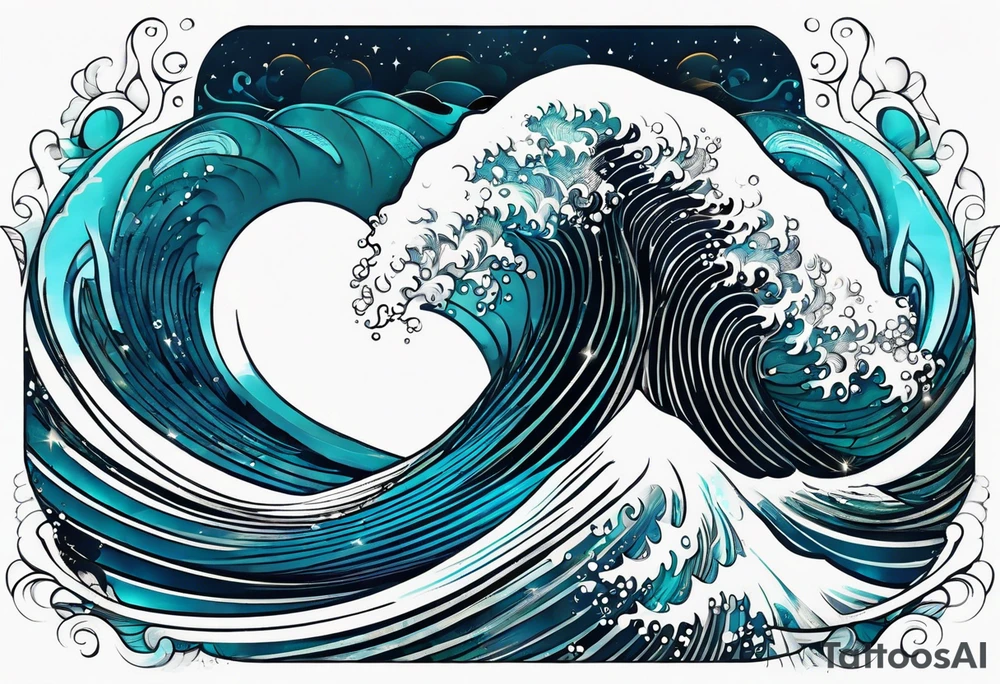 ocean, géométric, wave tattoo idea