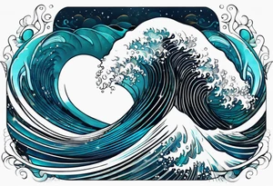 ocean, géométric, wave tattoo idea