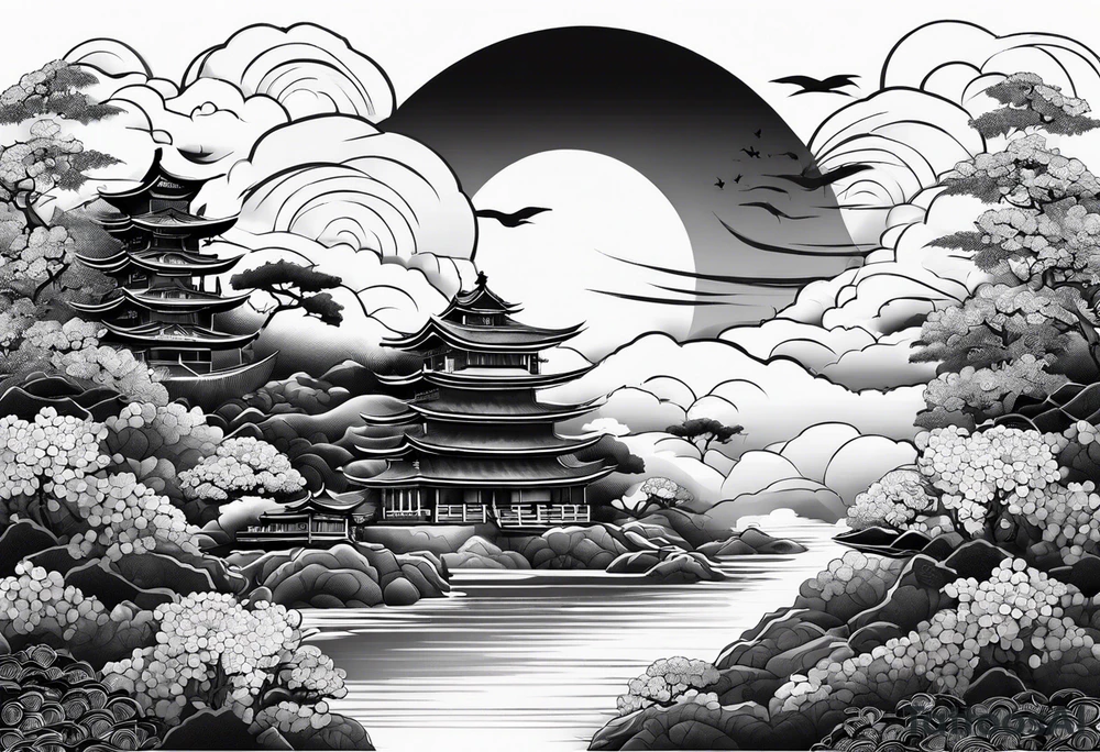 Black Japanese fan tattoo idea