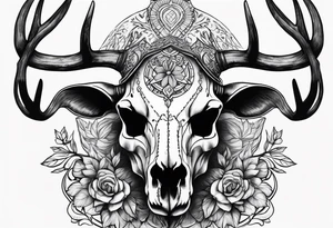 A human with a deer skull head tattoo idea