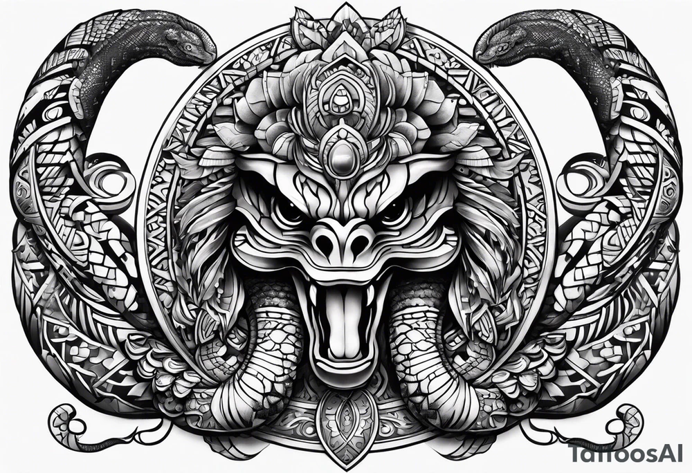 aztec snake sleeve tattoo idea