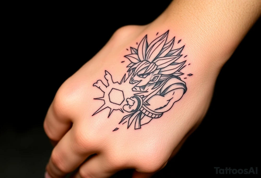 legendary dragonball z scene with energy aura and power effects tattoo idea