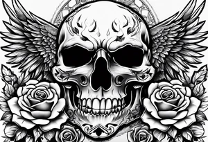 Eagle rose skull tattoo idea