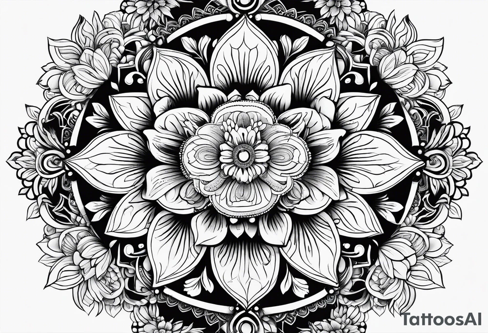 mandala with flowers tattoo idea